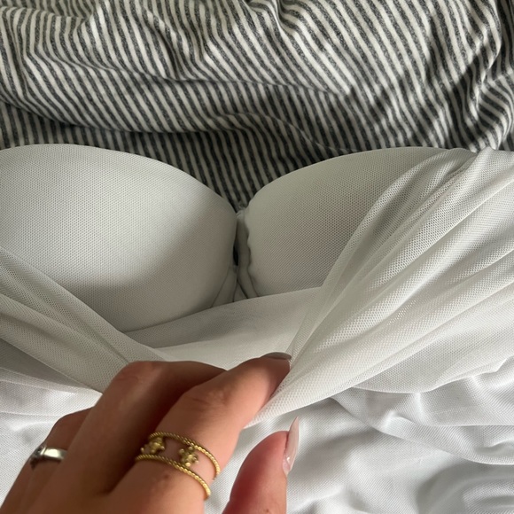 PARTHEA Pads Underwire Ruched Mesh Corset Tube Top - Picture 3 of 4